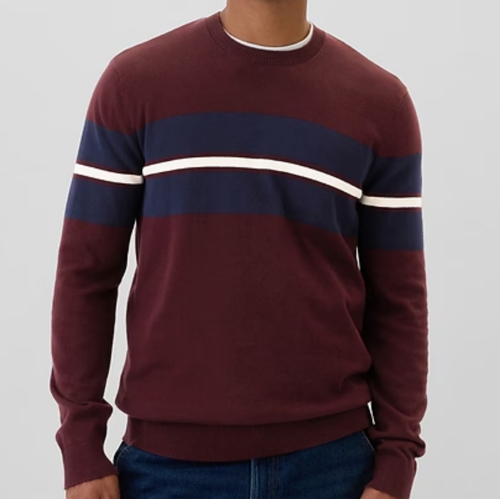 GAP Men's Striped Crewneck Sweater New Size Large